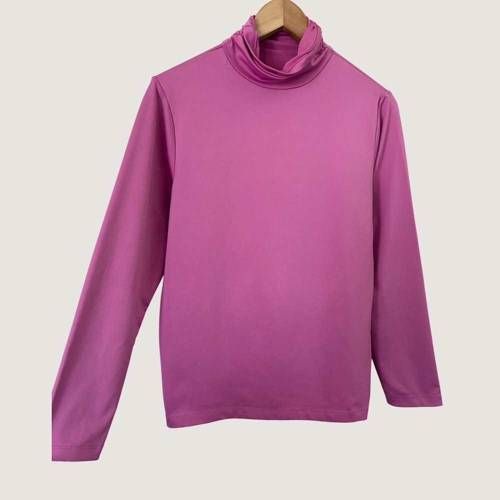 Susan Graver Essentials Liquid Knit Turtleneck Top Orchid Pink Women Small Basic